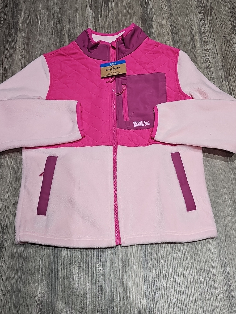 Eddie Bauer Two-Tone Pink Quilted Fleece Jacket